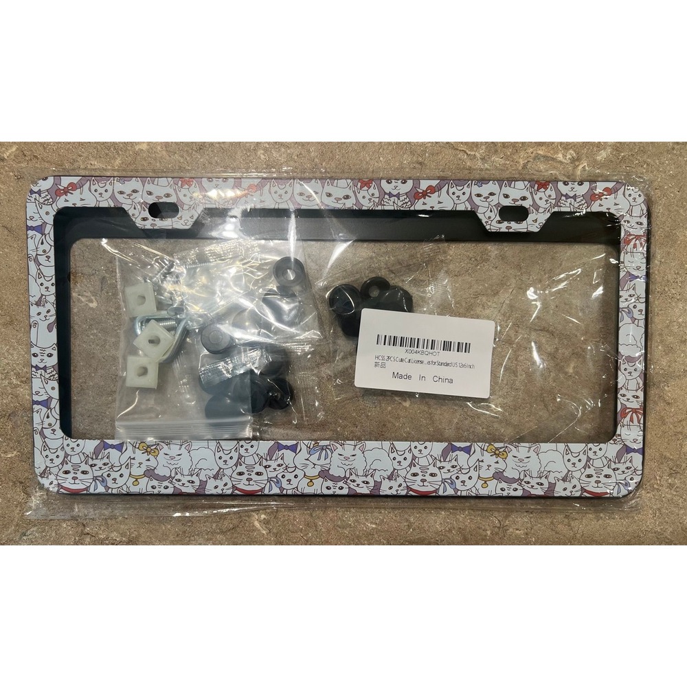 50.-   HCSS Cute Cat Car License Plate Frames 2 pcs set